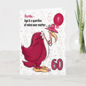 60th Funny Birthday Pink Buzzard met Name Kaart (Voorkant)