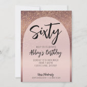 60th Glitter Roos Gold Flecks Arch Verjaardagsuitn Kaart (Voorkant)