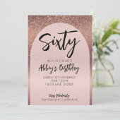 60th Glitter Roos Gold Flecks Arch Verjaardagsuitn Kaart (Staand voorkant)