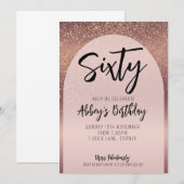 60th Glitter Roos Gold Flecks Arch Verjaardagsuitn Kaart (Voorkant / Achterkant)
