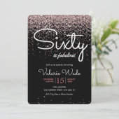 60th is een geweldig verjaardagsfeestje roze glitt kaart (Staand voorkant)