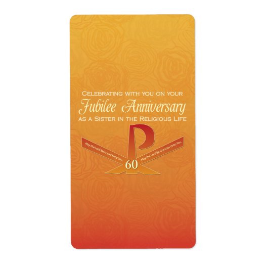 60th Jubilee Jubileum Nun Pax Cross, Oranje Etiket (Voorkant)