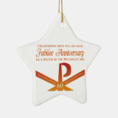 60th Jubilee Jubileum Nun Pax Cross, Oranje Keramisch Ornament (Rechts)
