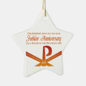 60th Jubilee Jubileum Nun Pax Cross, Oranje Keramisch Ornament (Rechts)