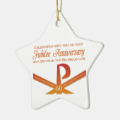 60th Jubilee Jubileum Nun Pax Cross, Oranje Keramisch Ornament (Links)