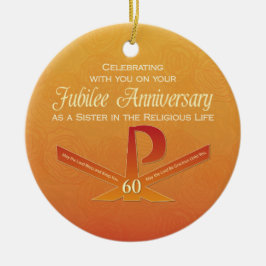 60th Jubilee Jubileum Nun Pax Cross, Oranje Keramisch Ornament
