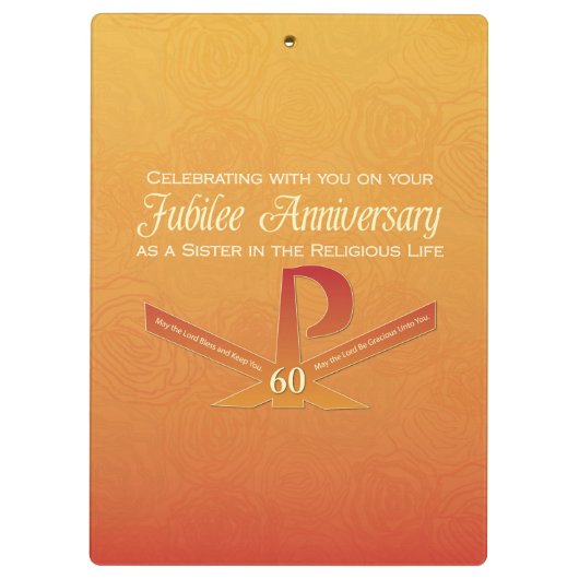 60th Jubilee Jubileum Nun Pax Cross, Oranje Klembord (Achterkant)