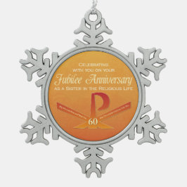 60th Jubilee Jubileum Nun Pax Cross, Oranje Tin Sneeuwvlok Ornament