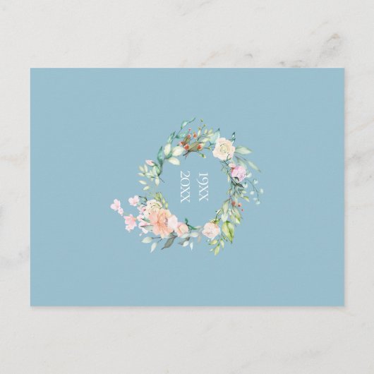 60th Jubileum Save the Date Rozen Greenery Briefkaart (Achterkant)