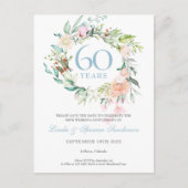 60th Jubileum Save the Date Rozen Greenery Briefkaart (Voorkant)