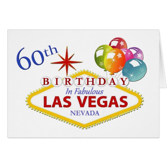 60th Las Vegas Birthday Kaart (Voorkant Horizontaal)