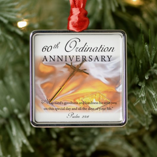60th Ordination Jubileum, Cross Candle Metalen Ornament (Boom)