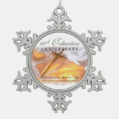 60th Ordination Jubileum, Cross Candle Tin Sneeuwvlok Ornament (Voorkant)