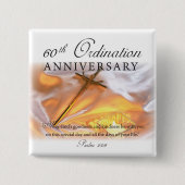 60th Ordination Jubileum, Cross Candle Vierkante Button 5,1 Cm (Voorkant)