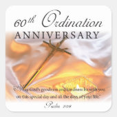 60th Ordination Jubileum, Cross Candle Vierkante Sticker (Voorkant)