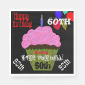 60th Over the Hill Personalized Pink Cupcake Servet (Voorkant)