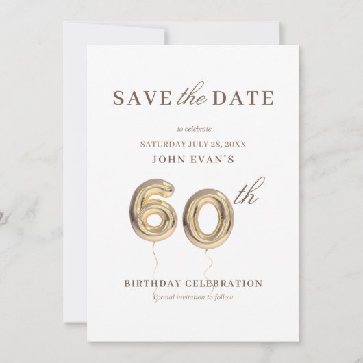60th Save the Date Invitation Kaart (Voorkant)