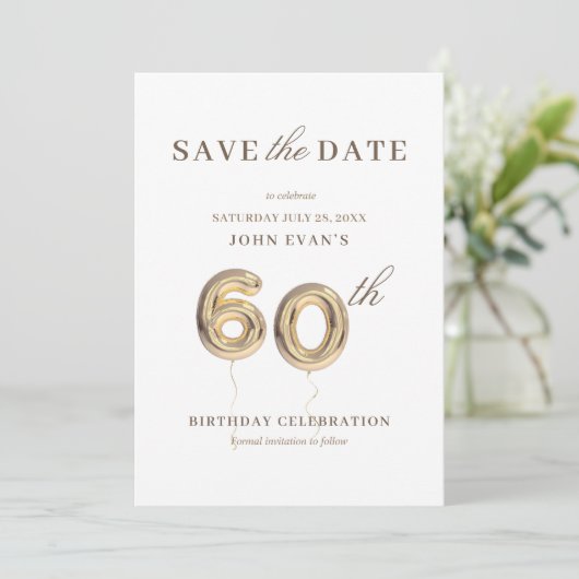 60th Save the Date Invitation Kaart (Staand voorkant)