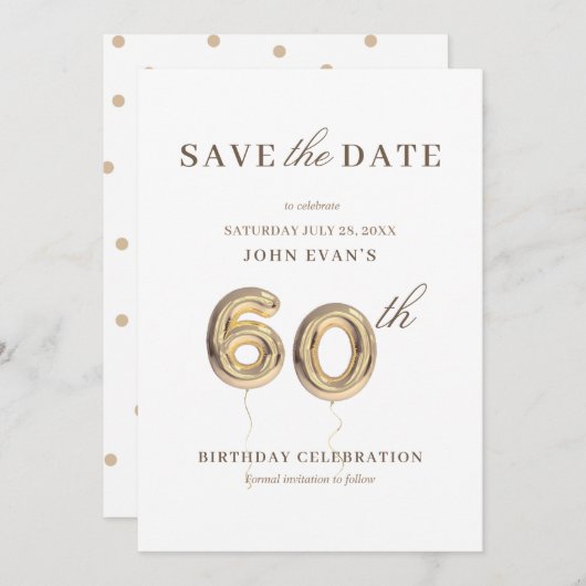 60th Save the Date Invitation Kaart (Voorkant / Achterkant)