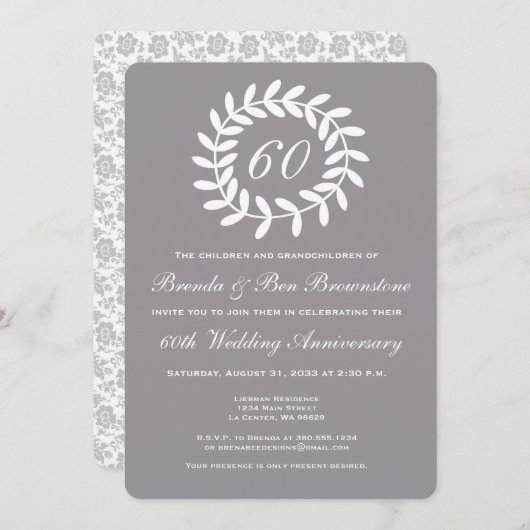 60th Silver Jubileum Invitation - Laurel Kaart (Voorkant / Achterkant)