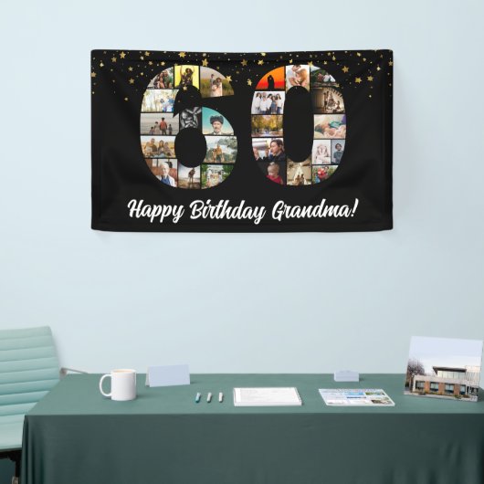 60th Verjaardag Foto Collage Banner voor Grootoude (Beurs)