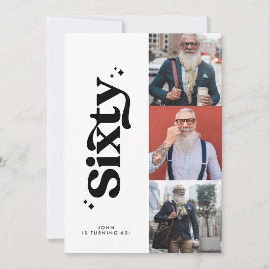 60th Verjaardag nodigen moderne minimale eenvoudig Kaart (Voorkant)