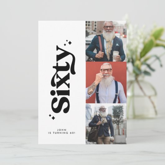 60th Verjaardag nodigen moderne minimale eenvoudig Kaart (Staand voorkant)