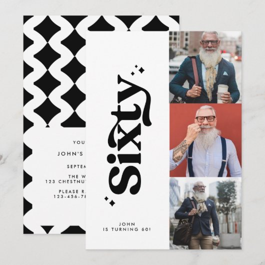 60th Verjaardag nodigen moderne minimale eenvoudig Kaart (Voorkant / Achterkant)