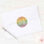 60th Verjaardag Regenboog Glitter Zestig en fantas Ronde Sticker (Envelop)