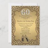 60th, Verjaardagsfeest 60th, Cheetah High Heels Sc Kaart (Voorkant)