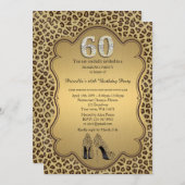 60th, Verjaardagsfeest 60th, Cheetah High Heels Sc Kaart (Voorkant / Achterkant)