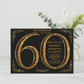 60th, Verjaardagsfeest, Sixty, Gatsby, zwart en go Kaart (Staand voorkant)