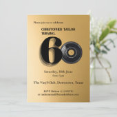 60th Verjaardagsfeestje eenvoudige vinyl plaat Kaart (Staand voorkant)