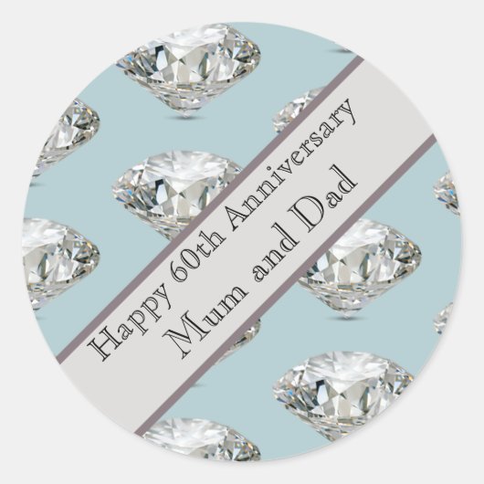 60th Wedding Anniversary Diamond   Ronde Sticker (Voorkant)