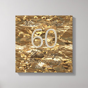 60th Wedding Anniversary Diamond Wedding Parents Canvas Afdruk