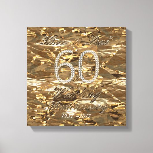 60th Wedding Anniversary Diamond Wedding Parents Canvas Afdruk (Voorkant)