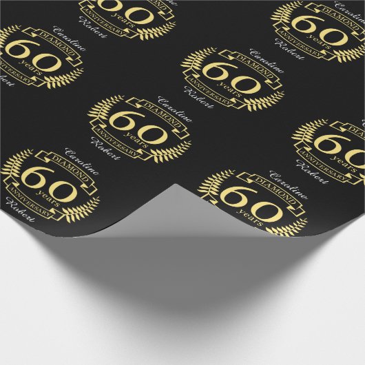 60th Wedding ANNIVERSARY diamond yellow Cadeaupapier (Hoek)
