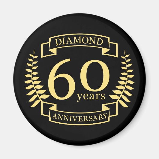60th Wedding ANNIVERSARY diamond yellow Magneet (Voorkant)