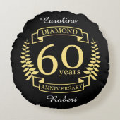 60th Wedding ANNIVERSARY diamond yellow Rond Kussen (Voorkant)