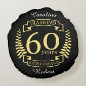 60th Wedding ANNIVERSARY diamond yellow Rond Kussen (Achterkant)