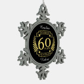 60th Wedding ANNIVERSARY diamond yellow Tin Sneeuwvlok Ornament (Links)