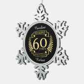 60th Wedding ANNIVERSARY diamond yellow Tin Sneeuwvlok Ornament (Rechts)