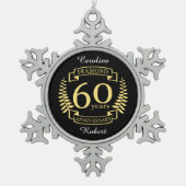 60th Wedding ANNIVERSARY diamond yellow Tin Sneeuwvlok Ornament (Voorkant)