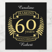 60th Wedding ANNIVERSARY diamond yellow Wijn Etiket (Enkel label)