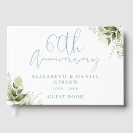 60th Wedding Anniversary Greenery Floral Photo Gastenboek