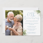 60th Wedding Anniversary Greenery Floral Photo Kaart (Voorkant)