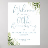 60th Wedding Anniversary Greenery Welcome Sign Poster (Voorkant)