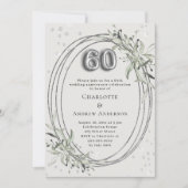 60th wedding anniversary pearl gray greenery kaart (Voorkant)