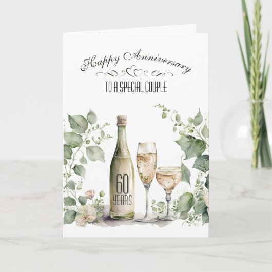 60th Wedding Anniversary Wine and Ivy   Kaart (Voorkant)