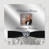 60th Wedding Jubileum 5.25x5.25 Foto Uitnodigen Kaart (Voorkant / Achterkant)